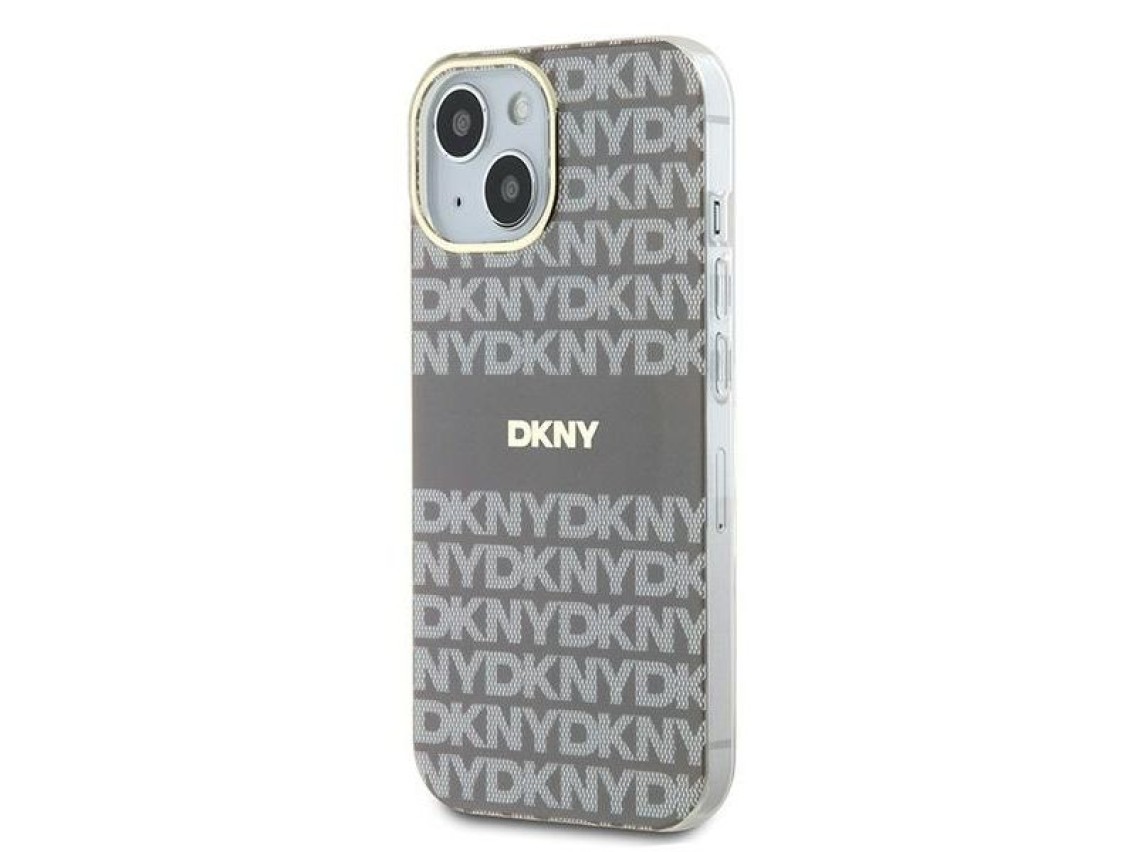 Funda DKNY IML Mono & Stripe MagSafe para iPhone 15 / 14 / 13 - beige