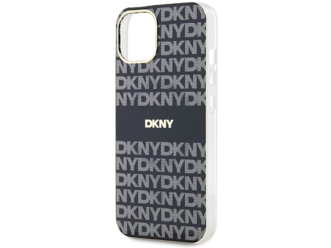 Funda DKNY IML Mono & Stripe MagSafe para iPhone 15/14/13 - Negra