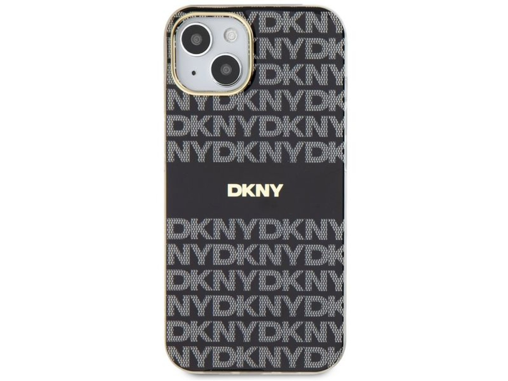 Funda DKNY IML Mono & Stripe MagSafe para iPhone 15/14/13 - Negra