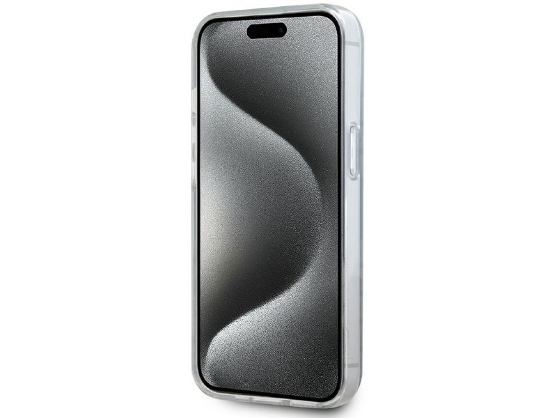 Funda DKNY IML Mono & Stripe MagSafe para iPhone 15/14/13 - Negra