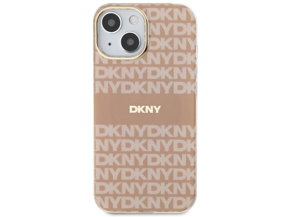 Capa DKNY IML Mono & Stripe MagSafe para iPhone 15/14/13 - rosa