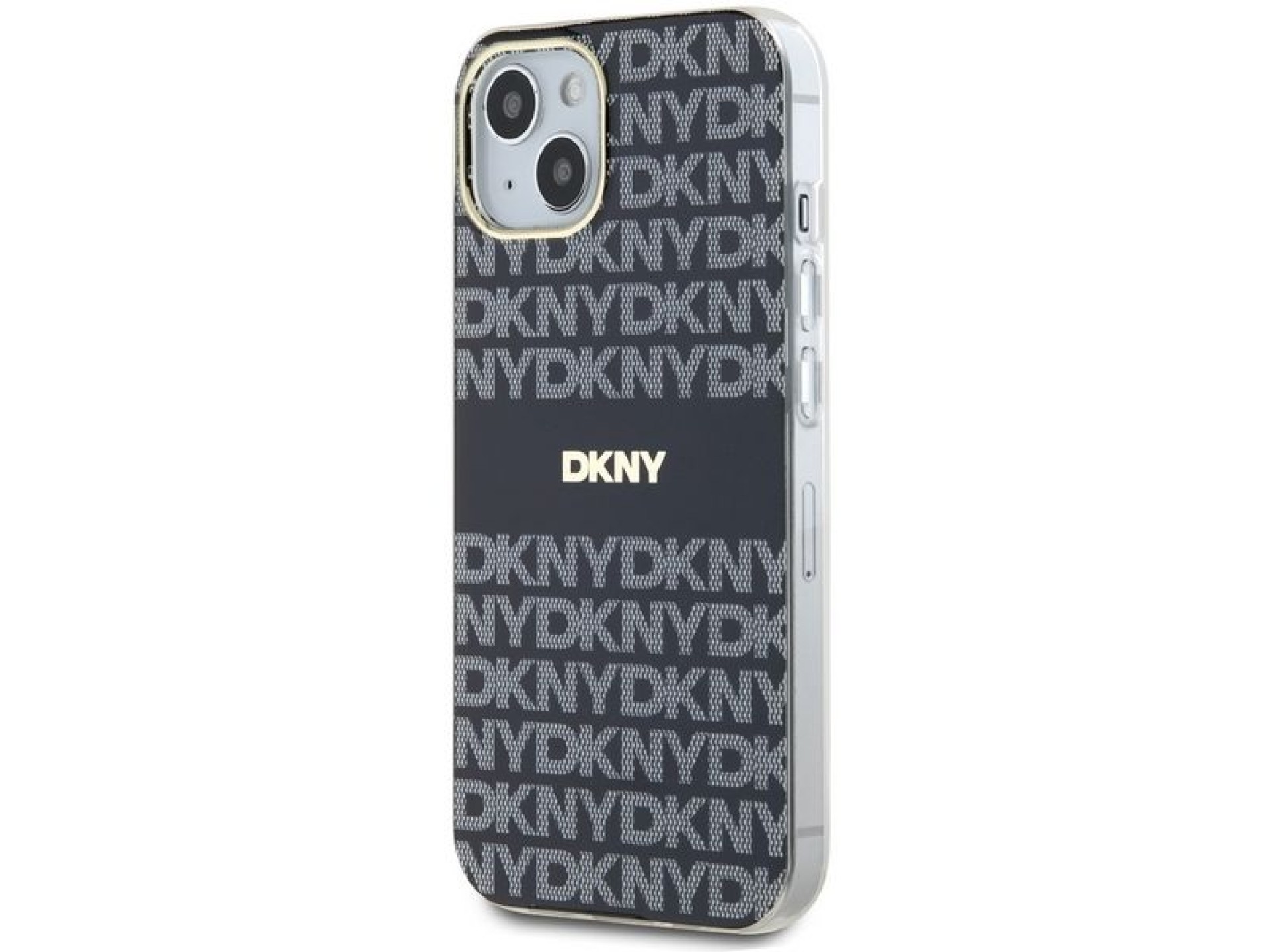 Funda DKNY IML Mono & Stripe MagSafe para iPhone 15/14/13 - Negra