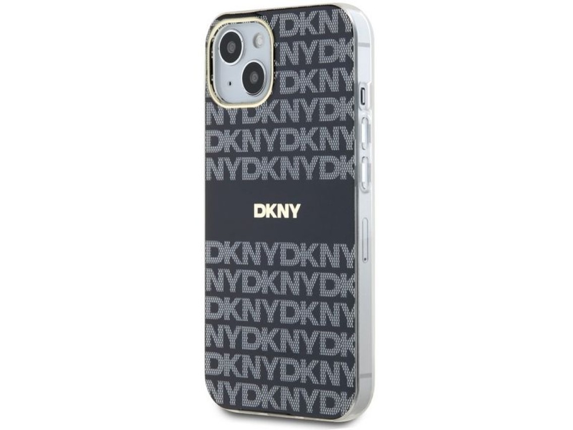 Funda DKNY IML Mono & Stripe MagSafe para iPhone 15/14/13 - Negra