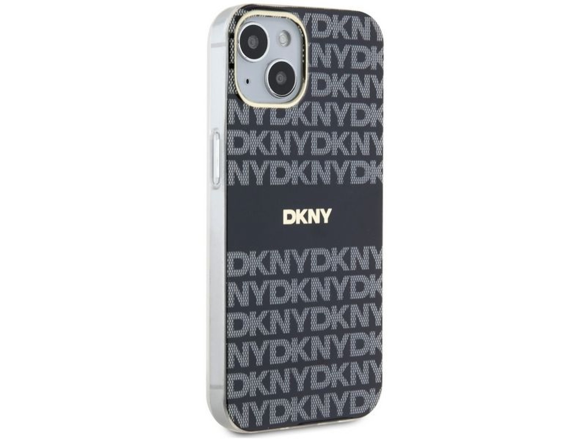 Funda DKNY IML Mono & Stripe MagSafe para iPhone 15/14/13 - Negra