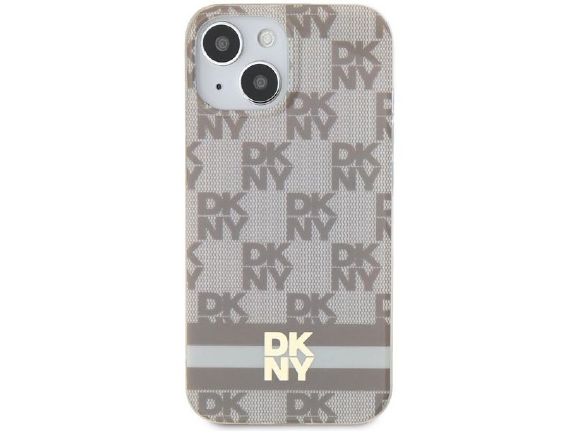 DKNY IML Checkered Mono Pattern & Printed Stripes MagSafe case for iPhone 15 / 14 / 13 - beige