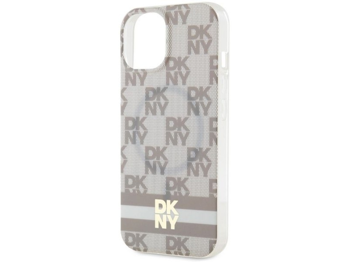 DKNY IML Checkered Mono Pattern & Printed Stripes MagSafe case for iPhone 15 / 14 / 13 - beige