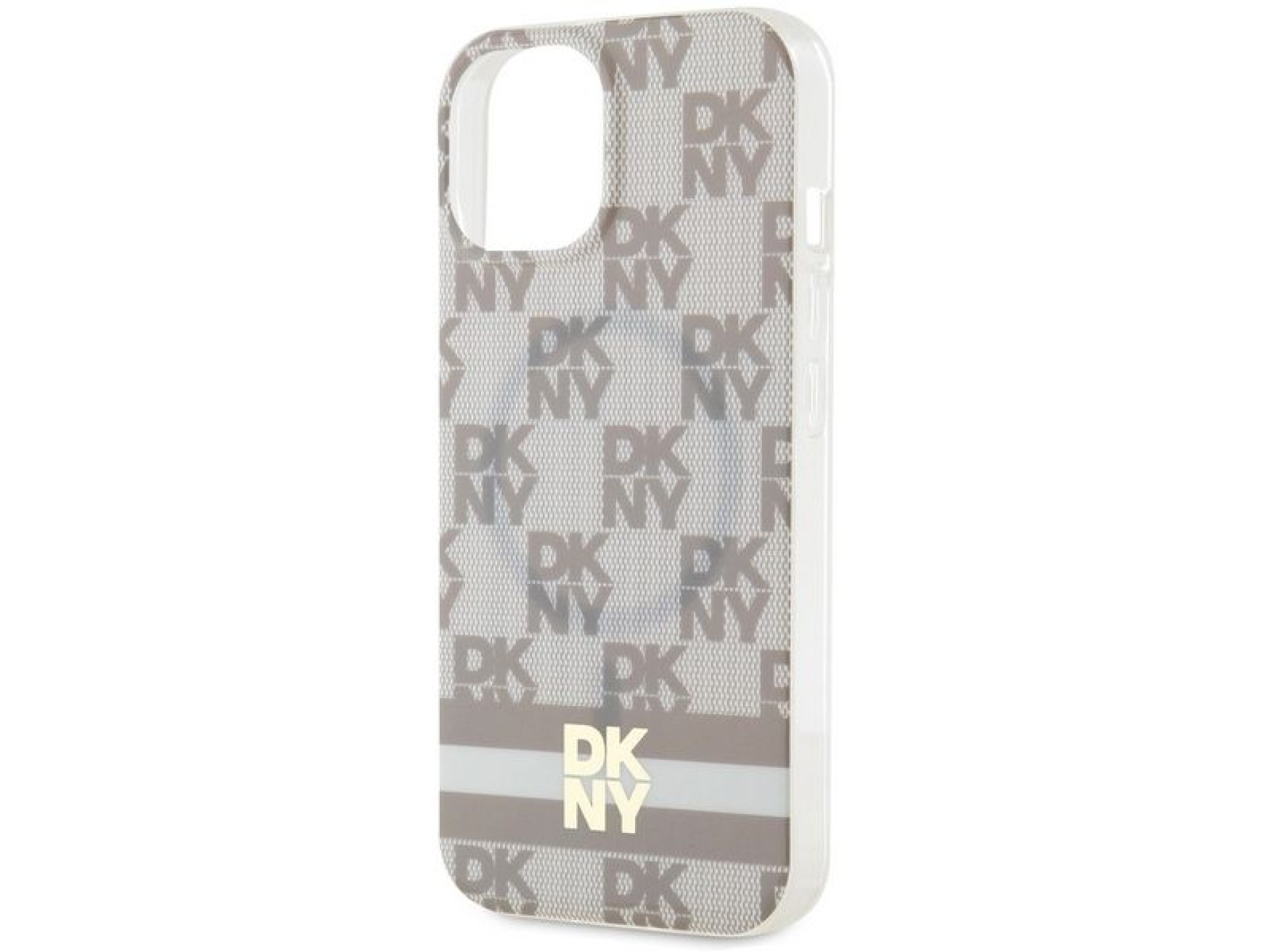 DKNY IML Checkered Mono Pattern & Printed Stripes MagSafe case for iPhone 15 / 14 / 13 - beige
