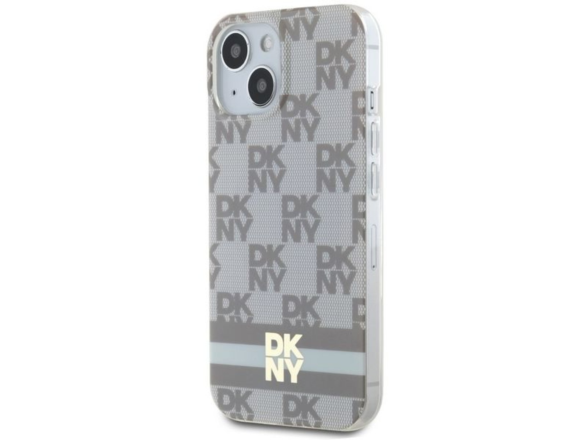 DKNY IML Checkered Mono Pattern & Printed Stripes MagSafe case for iPhone 15 / 14 / 13 - beige