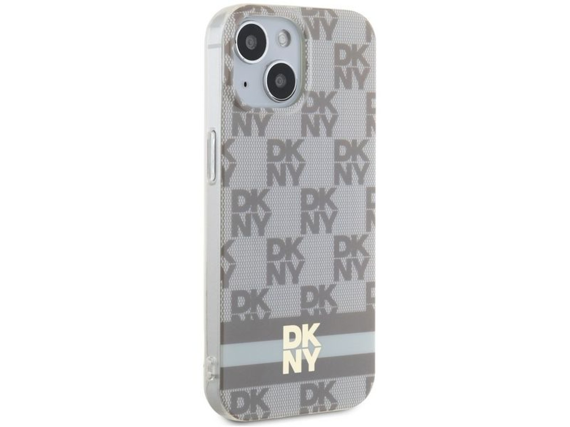 DKNY IML Checkered Mono Pattern & Printed Stripes MagSafe case for iPhone 15 / 14 / 13 - beige