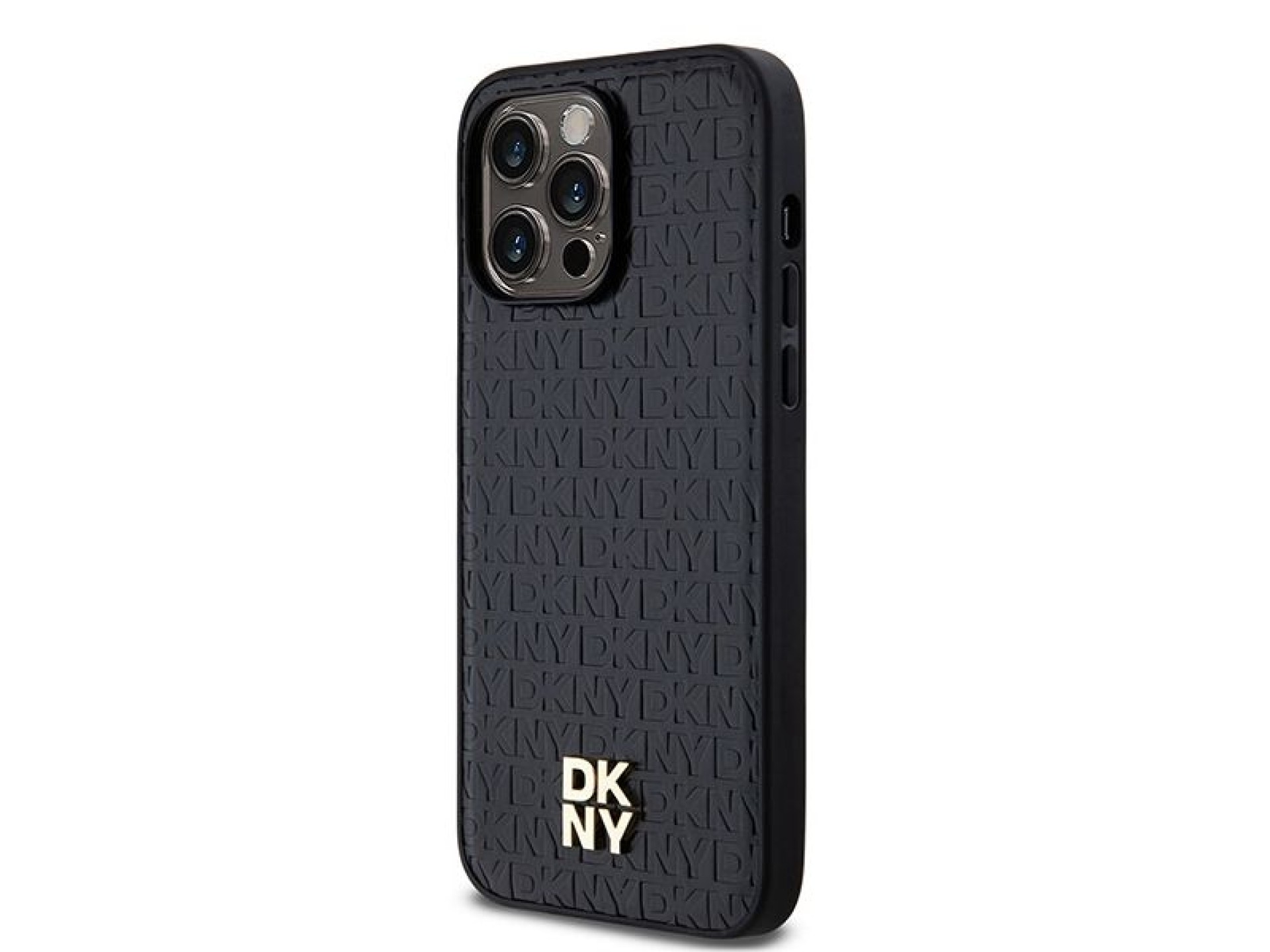 DKNY Leather Pattern Metal Logo MagSafe case for iPhone 13 Pro Max - black