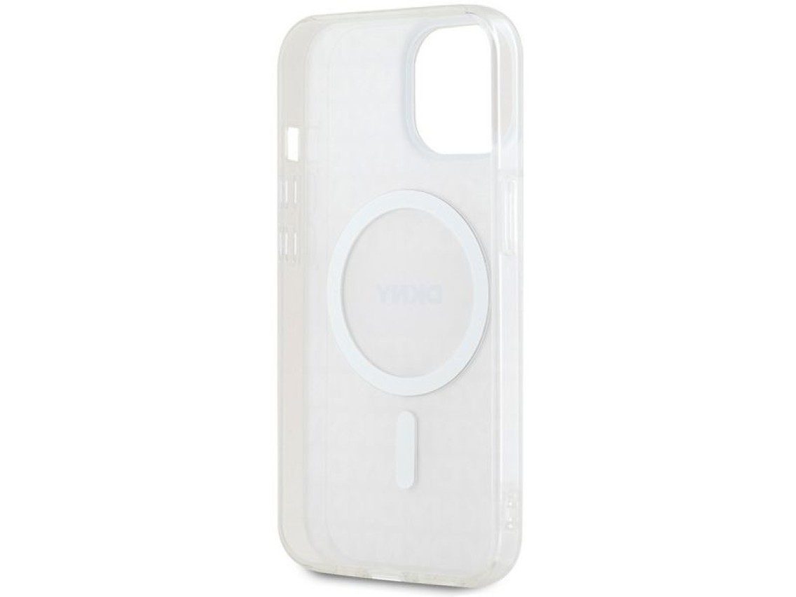 Capa DKNY IML Mono & Stripe MagSafe para iPhone 15/14/13 - rosa