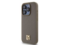Funda MagSafe DKNY con estampado de cuero y logo metálico para iPhone 14 Pro Max - Marrón Funda MagSafe DKNY con estampado de cuero y logo metálico para iPhone 14 Pro Max - Marrón