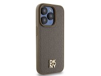 Funda MagSafe DKNY con estampado de cuero y logo metálico para iPhone 14 Pro Max - Marrón Funda MagSafe DKNY con estampado de cuero y logo metálico para iPhone 14 Pro Max - Marrón
