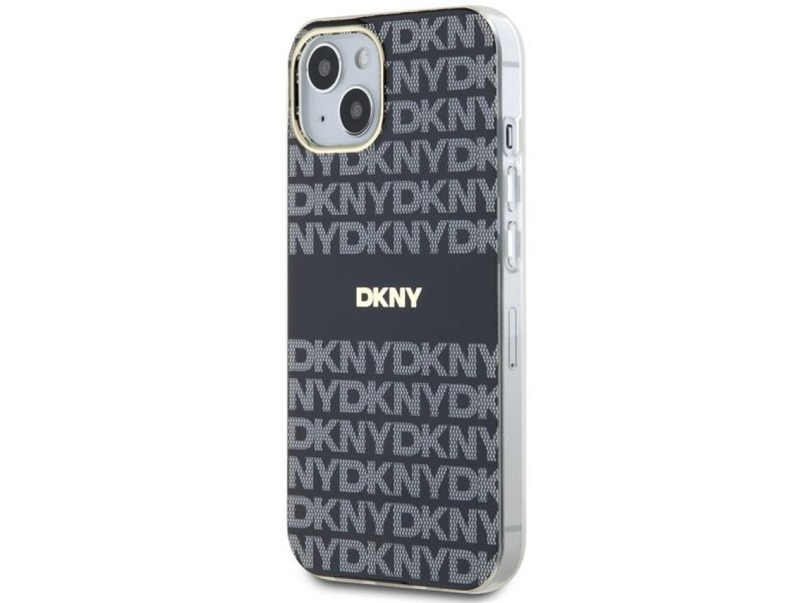 Capa DKNY IML Mono & Stripe MagSafe para iPhone 15/14/13 - Preta