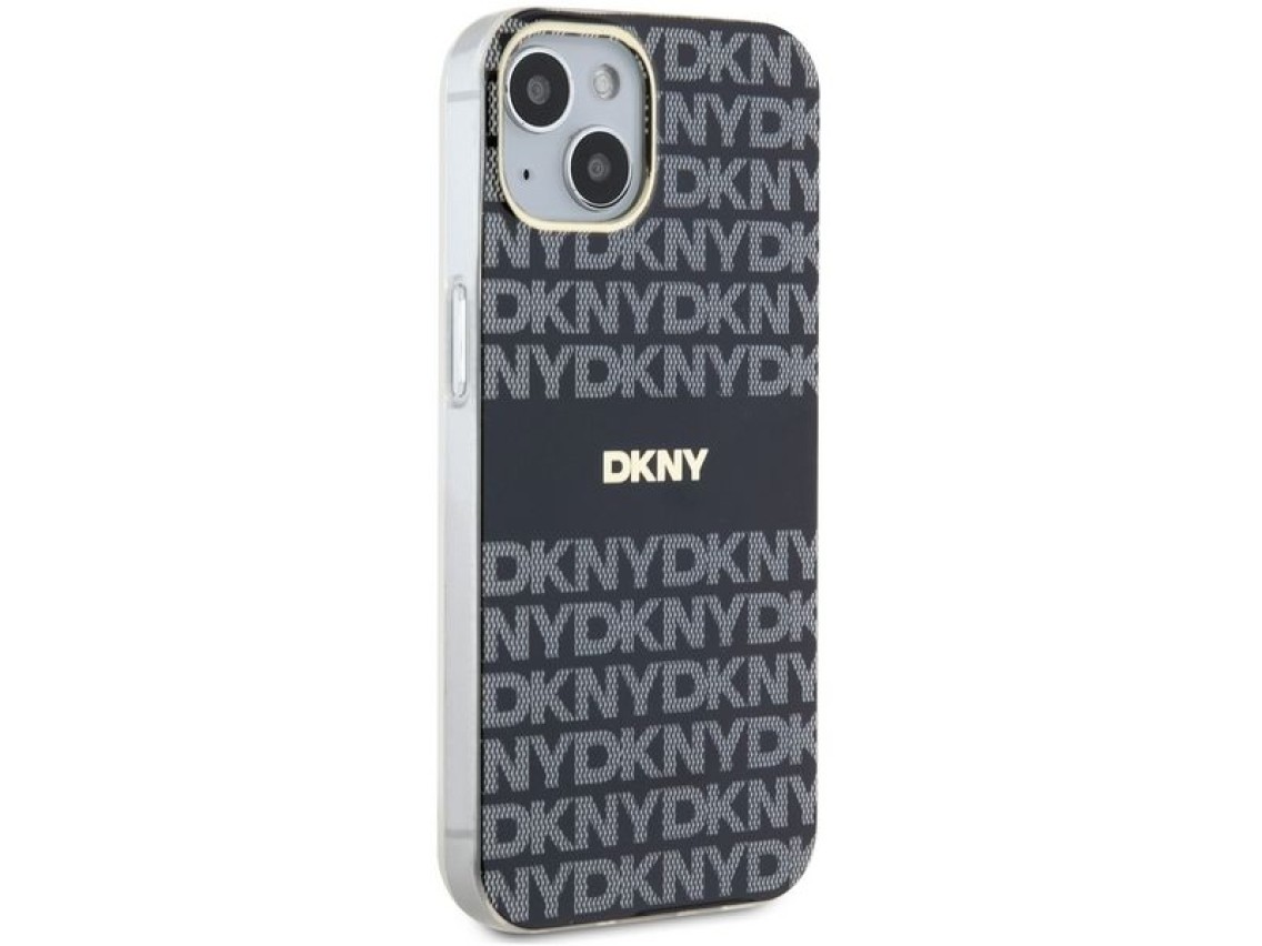 Capa DKNY IML Mono & Stripe MagSafe para iPhone 15/14/13 - Preta