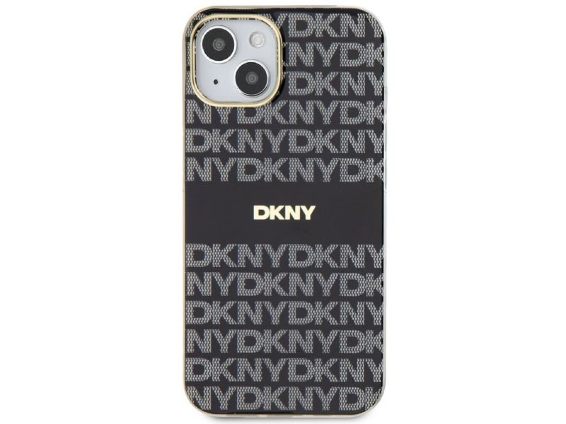 Capa DKNY IML Mono & Stripe MagSafe para iPhone 15/14/13 - Preta