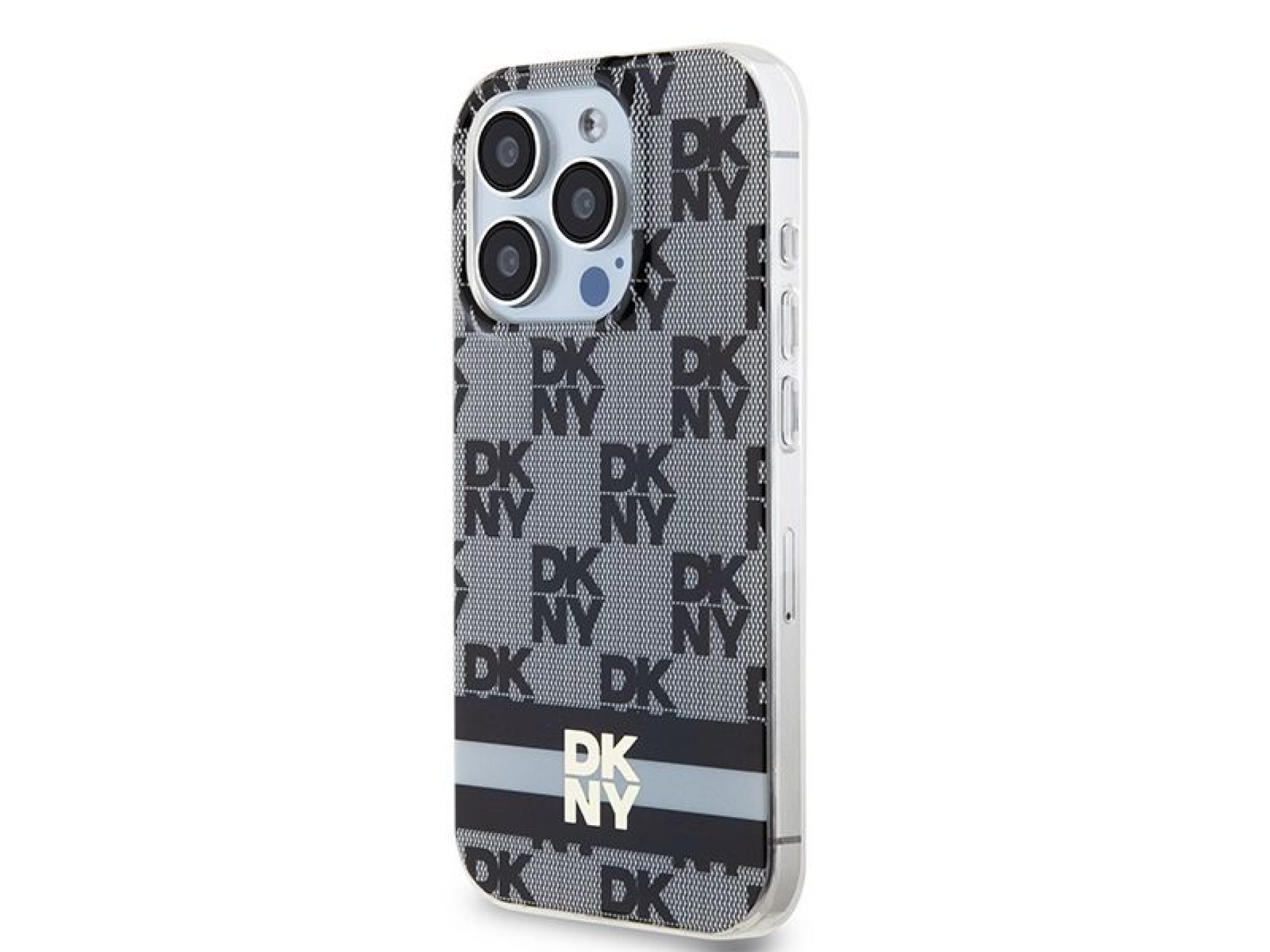 DKNY IML Checkered Mono Pattern & Printed Stripes MagSafe Case for iPhone 13 Pro Max - Black