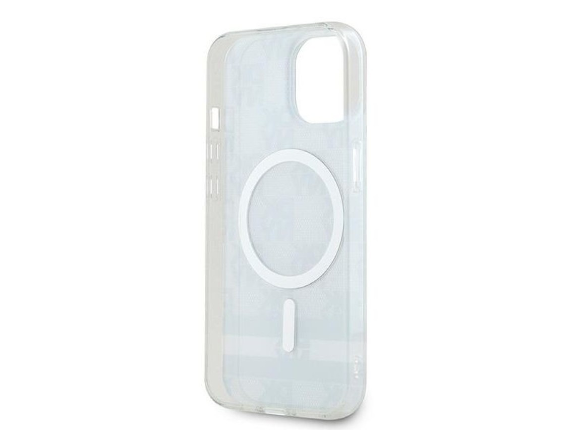 DKNY IML Checkered Mono Pattern & Printed Stripes MagSafe Case for iPhone 15/14/13 - Black
