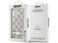 Capa MagSafe DKNY IML com estampa xadrez monocrom�tica e listras para iPhone 15/14/13 - bege