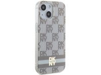 Capa MagSafe DKNY IML com estampa xadrez monocrom�tica e listras para iPhone 15/14/13 - bege