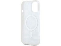 Capa MagSafe DKNY IML com estampa xadrez monocrom�tica e listras para iPhone 15/14/13 - bege