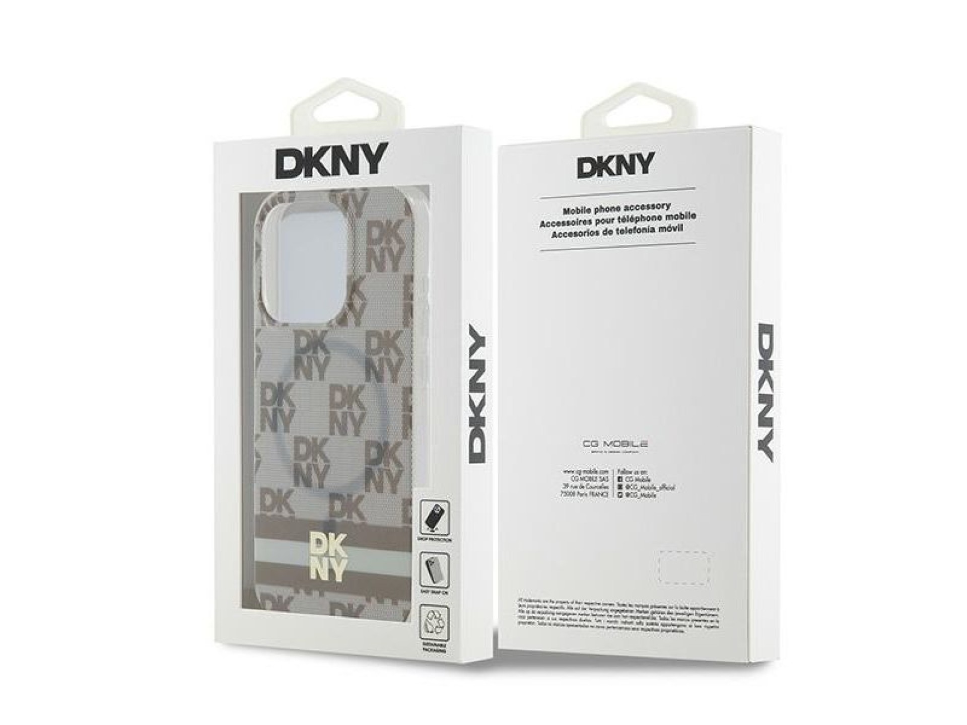 Funda MagSafe DKNY IML con estampado a cuadros monocromático y rayas estampadas para iPhone 14 Pro M