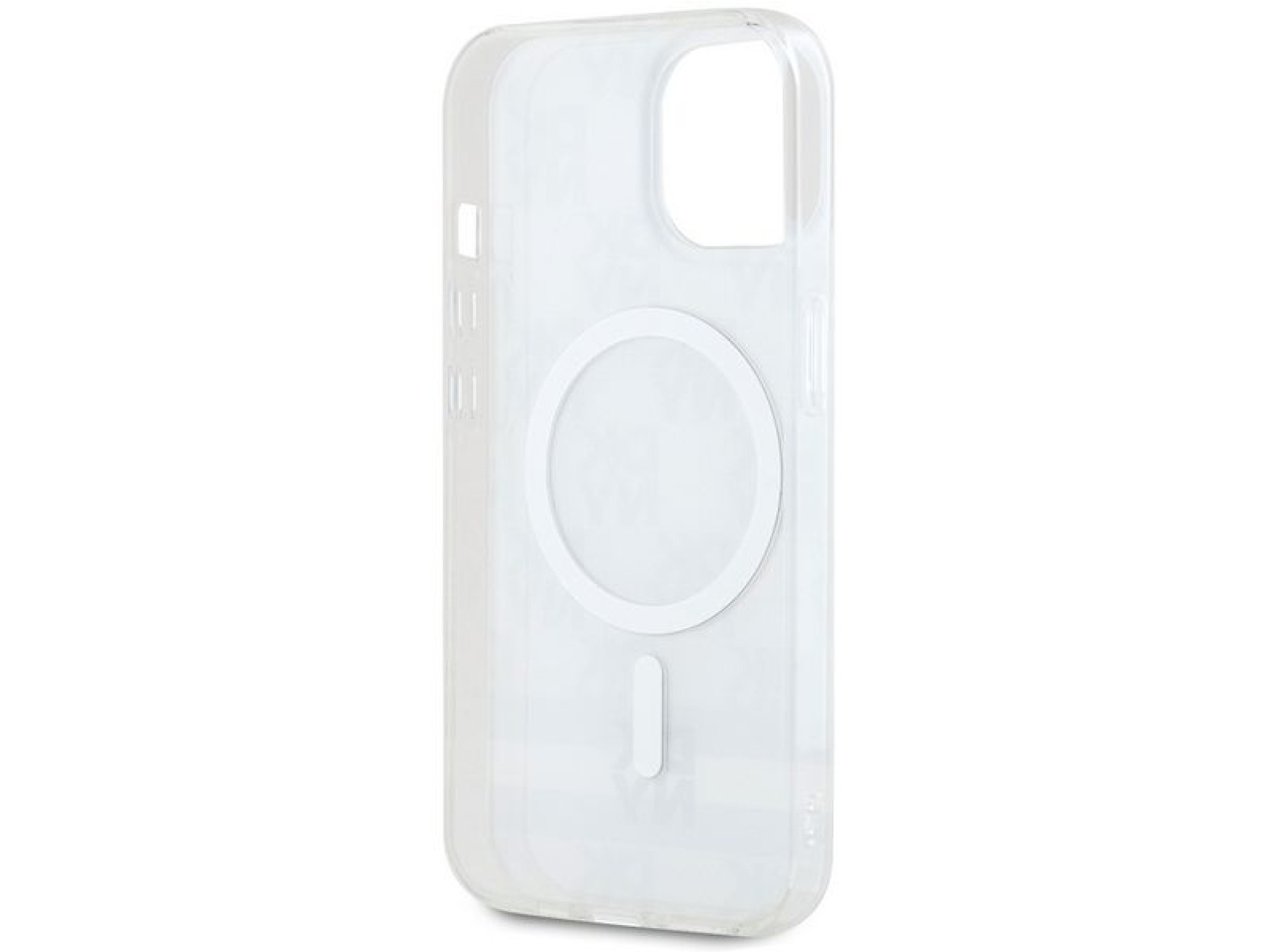 Capa MagSafe DKNY IML com estampa xadrez monocromática e listras para iPhone 15/14/13 - bege