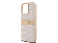 DKNY Leather Mono Stripe & Metal Logo case for iPhone 15 Pro Max - pink DKNY Leather Mono Stripe & Metal Logo case for iPhone 15 Pro Max - pink