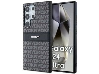 Capa DKNY em couro com estampa Mono Stripe e logo metálico para Samsung Galaxy S24 Ultra - preta Capa DKNY em couro com estampa Mono Stripe e logo metálico para Samsung Galaxy S24 Ultra - preta