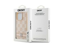 Capa DKNY em couro com estampa xadrez monocromática e listras para iPhone 15 Pro Max - rosa Capa DKNY em couro com estampa xadrez monocromática e listras para iPhone 15 Pro Max - rosa