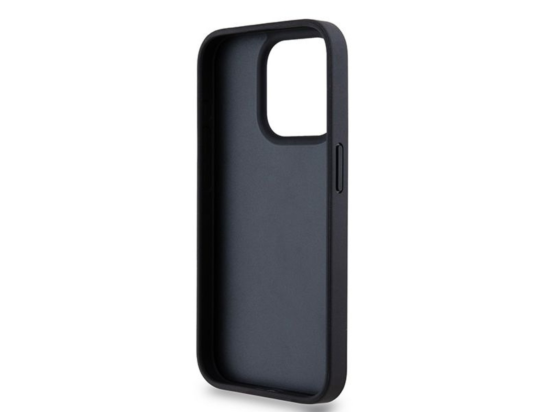 Capa DKNY em couro com estampa Mono Stripe e logo metálico para iPhone 15 Pro Max - preta