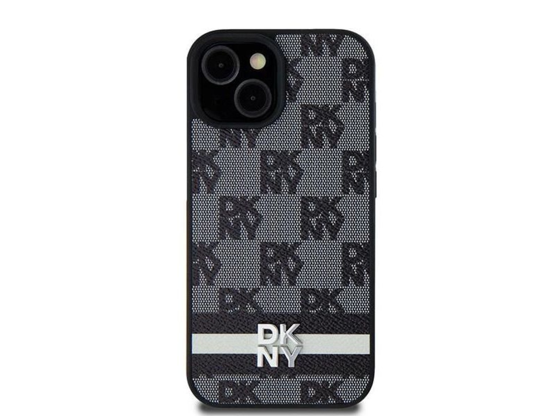 DKNY Leather Checkered Mono Pattern & Printed Stripes case for Samsung Galaxy S24+ - black
