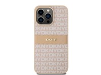 DKNY Leather Mono Stripe & Metal Logo case for iPhone 15 Pro Max - pink DKNY Leather Mono Stripe & Metal Logo case for iPhone 15 Pro Max - pink