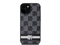 DKNY Leather Checkered Mono Pattern & Printed Stripes case for Samsung Galaxy S24+ - black