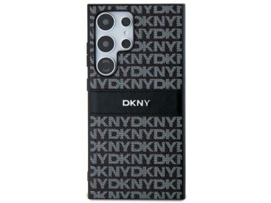 Funda DKNY de piel con franja monocrom�tica y logotipo met�lico para Samsung Galaxy S24 Ultra - negr