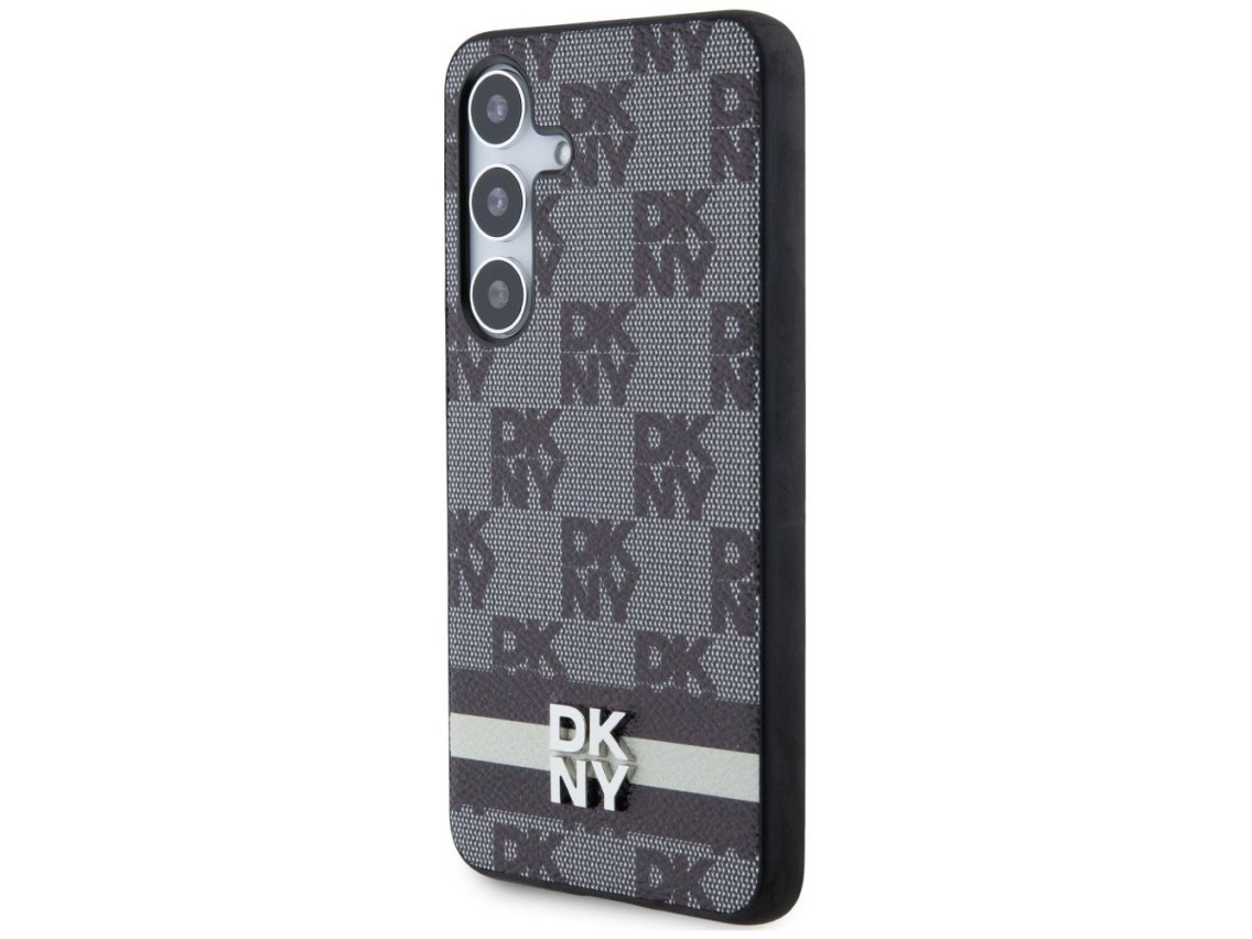 DKNY Leather Checkered Mono Pattern & Printed Stripes case for Samsung Galaxy S24+ - black