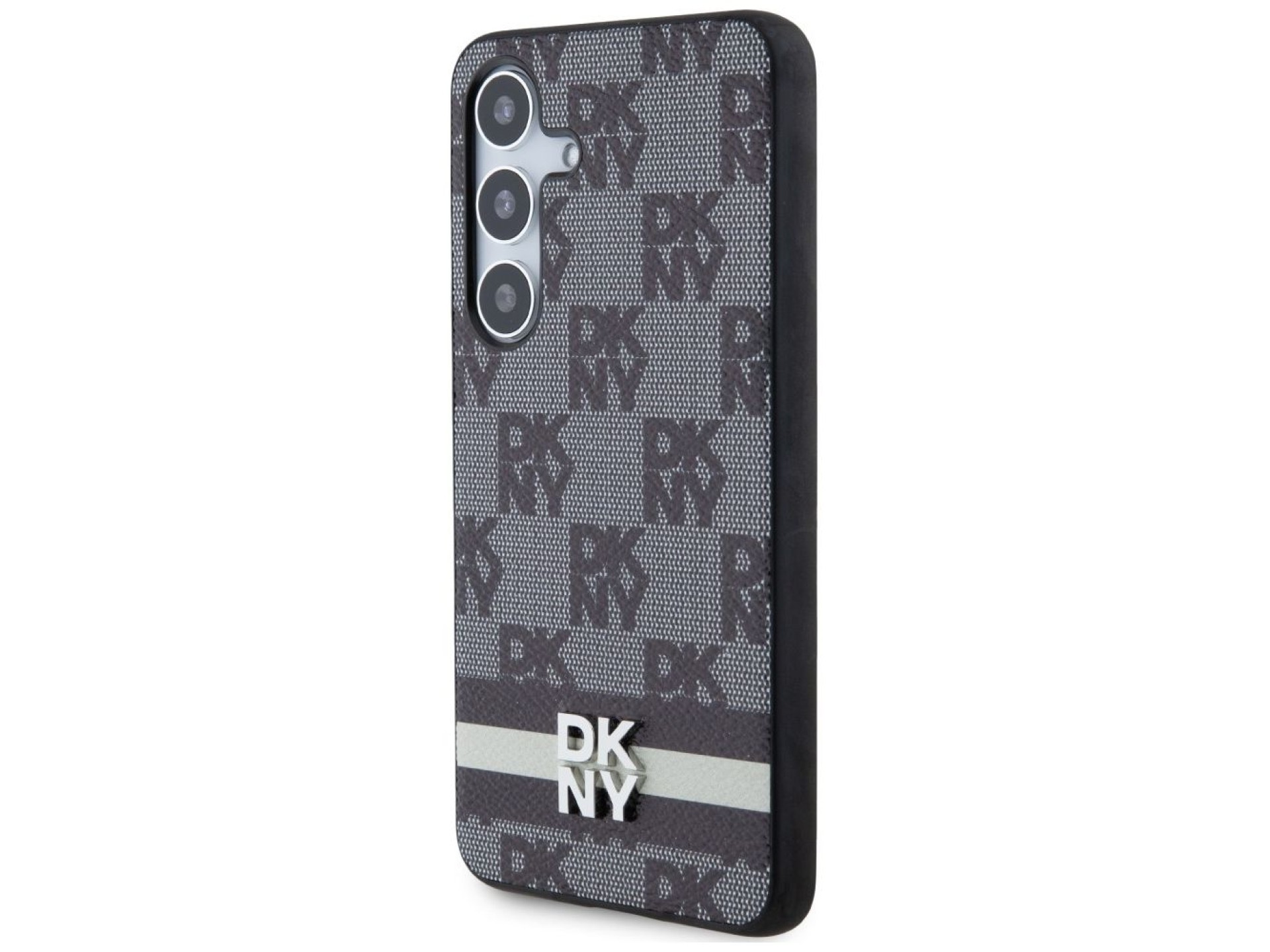 DKNY Leather Checkered Mono Pattern & Printed Stripes case for Samsung Galaxy S24+ - black