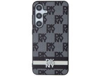 DKNY Leather Checkered Mono Pattern & Printed Stripes case for Samsung Galaxy S24+ - black