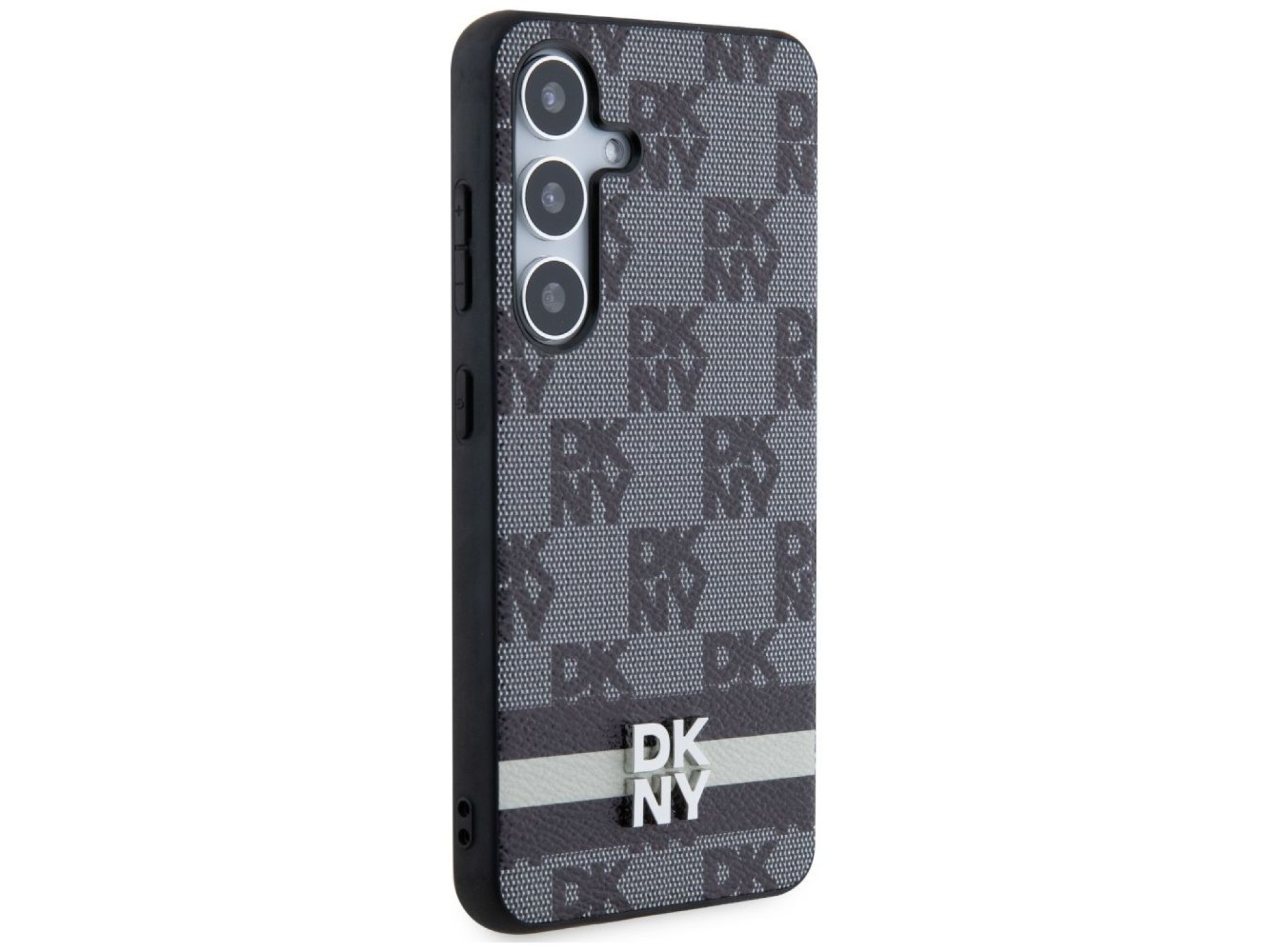 DKNY Leather Checkered Mono Pattern & Printed Stripes case for Samsung Galaxy S24+ - black