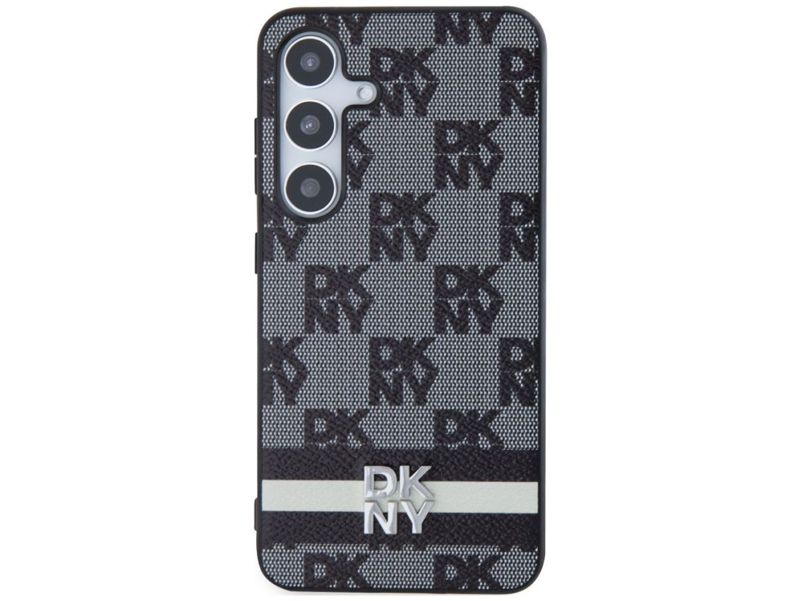 DKNY Leather Checkered Mono Pattern & Printed Stripes case for Samsung Galaxy S24+ - black