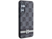 Capa DKNY em couro com estampa xadrez monocrom�tica e listras para Samsung Galaxy S24+ - preta