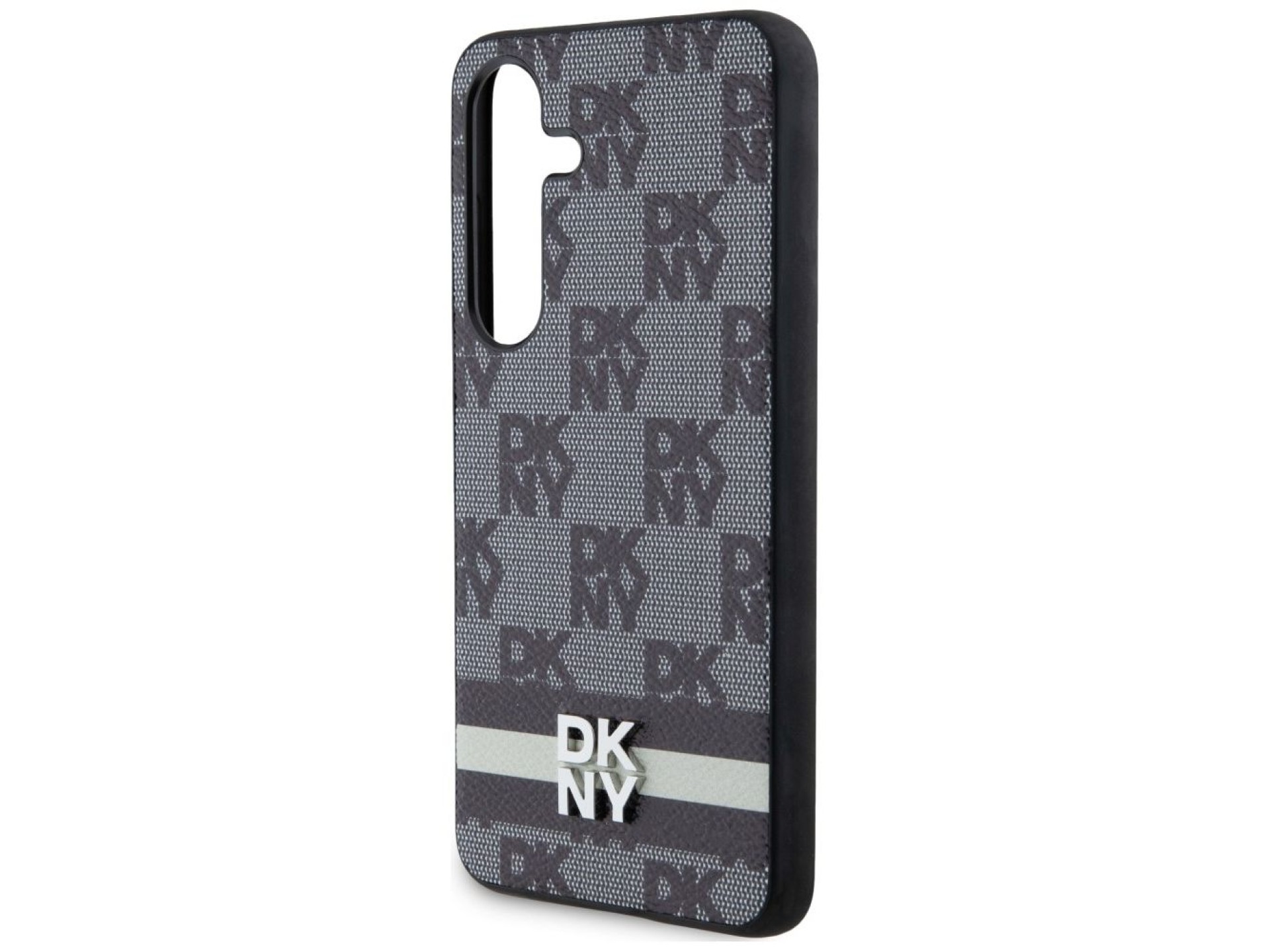DKNY Leather Checkered Mono Pattern & Printed Stripes case for Samsung Galaxy S24+ - black