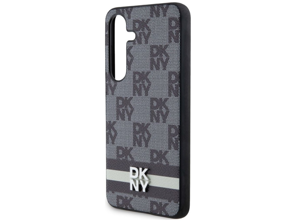 DKNY Leather Checkered Mono Pattern & Printed Stripes case for Samsung Galaxy S24+ - black