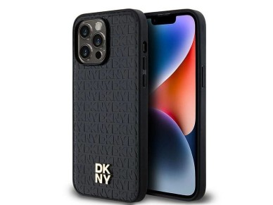 Funda MagSafe DKNY con estampado de cuero y logo metálico para iPhone 13 Pro / 13 - Negra Funda MagSafe DKNY con estampado de cuero y logo metálico para iPhone 13 Pro / 13 - Negra