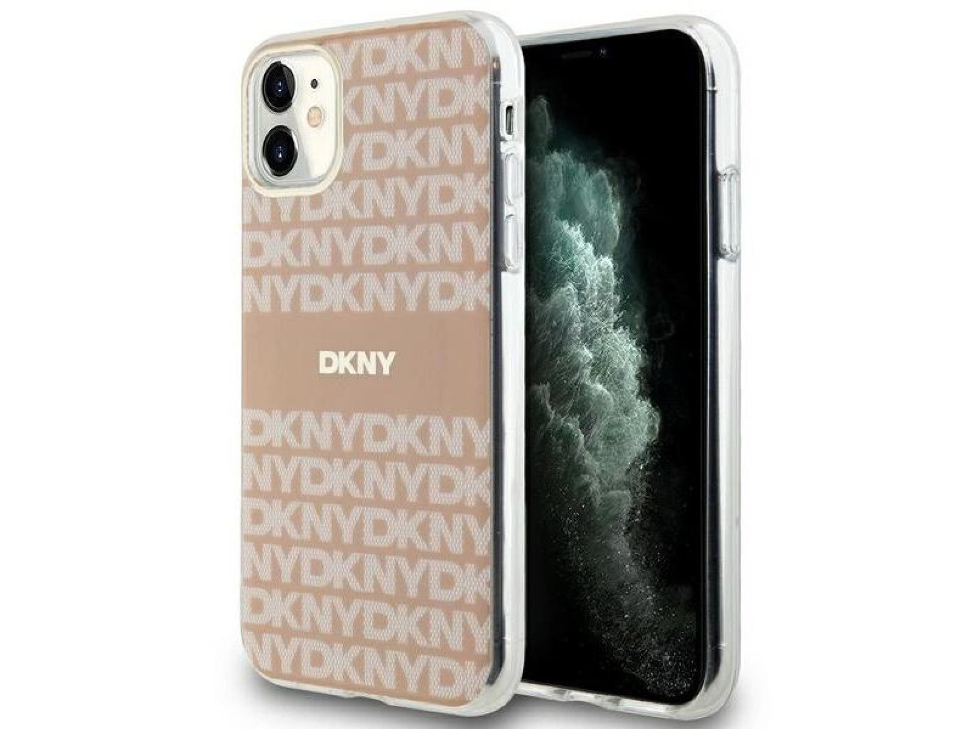 Capa DKNY IML Mono & Stripe MagSafe para iPhone 11 / Xr - rosa