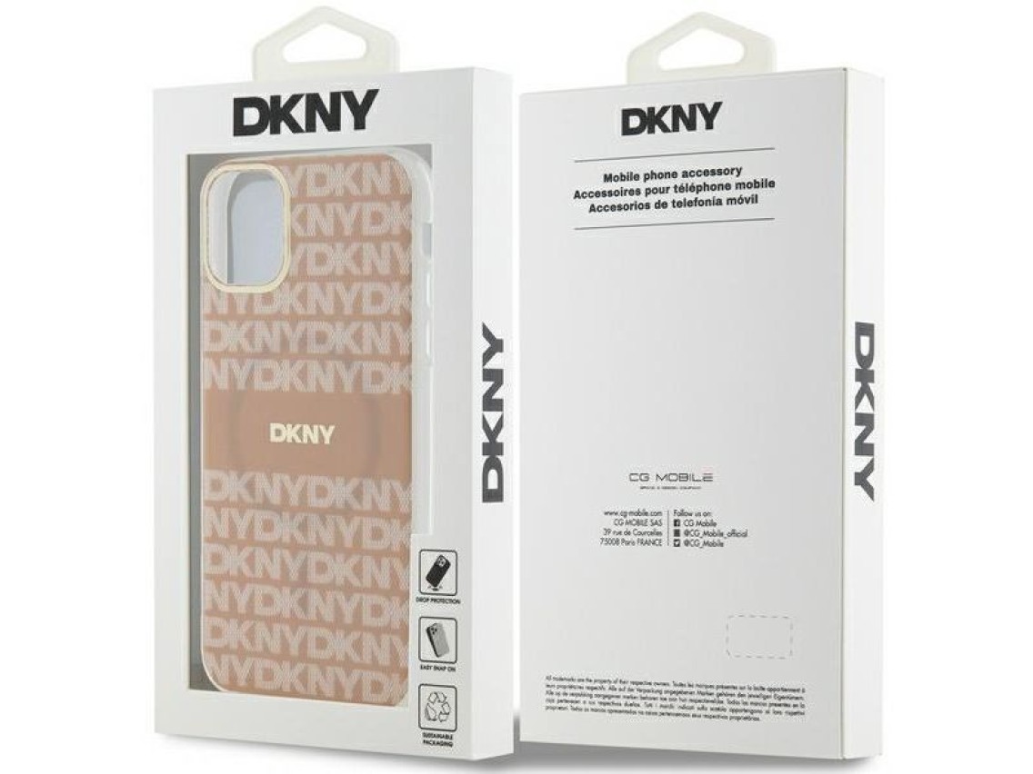 Capa DKNY IML Mono & Stripe MagSafe para iPhone 11 / Xr - rosa
