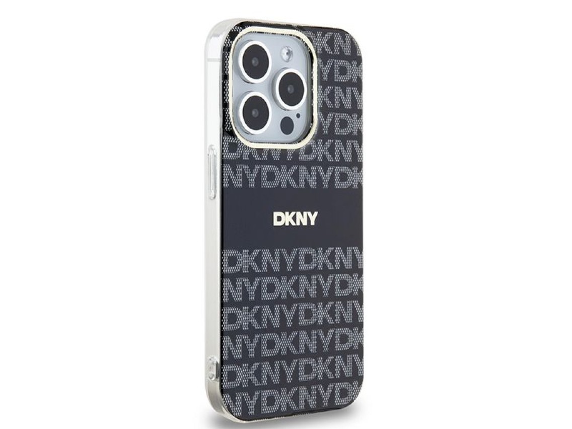 Funda DKNY IML Mono & Stripe MagSafe para iPhone 13 Pro / 13 - Negra