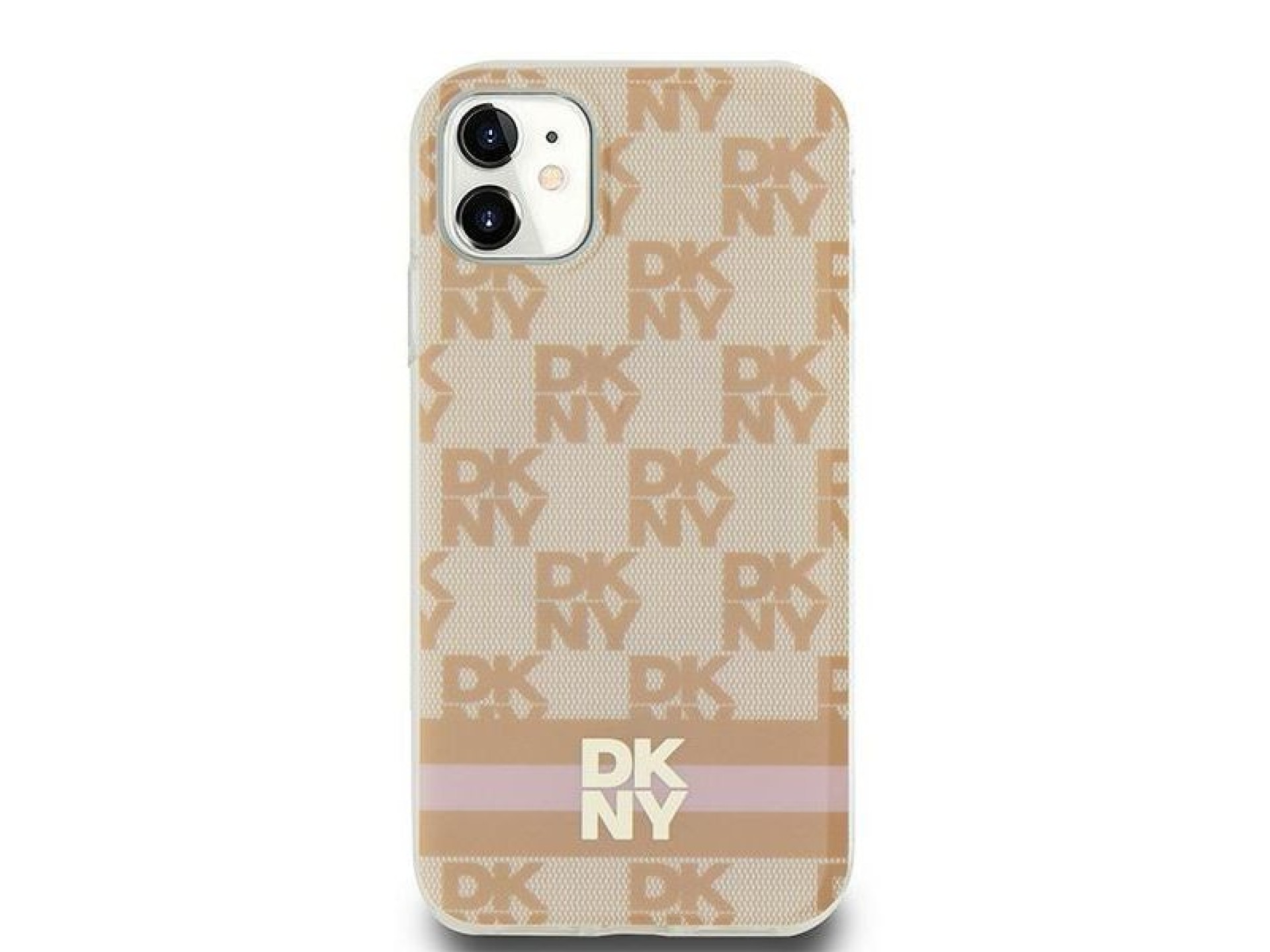 DKNY IML Checkered Mono Pattern & Printed Stripes MagSafe case for iPhone 11 / Xr - pink