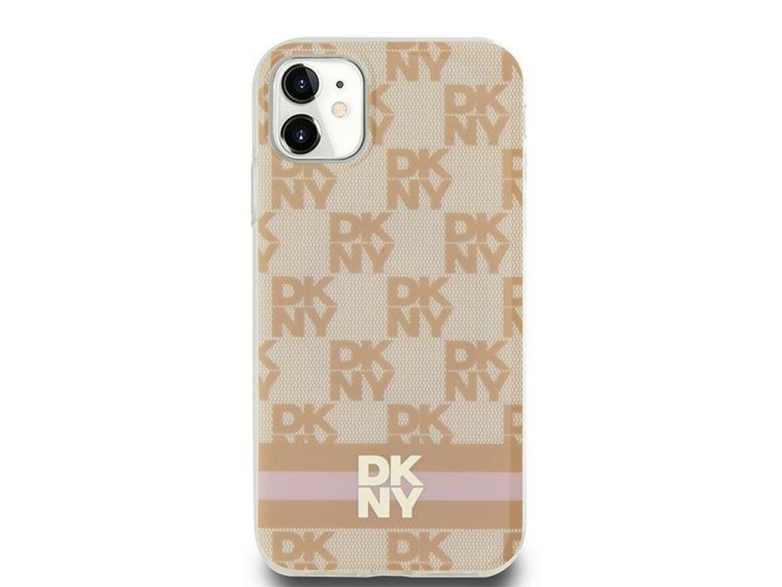 DKNY IML Checkered Mono Pattern & Printed Stripes MagSafe case for iPhone 11 / Xr - pink