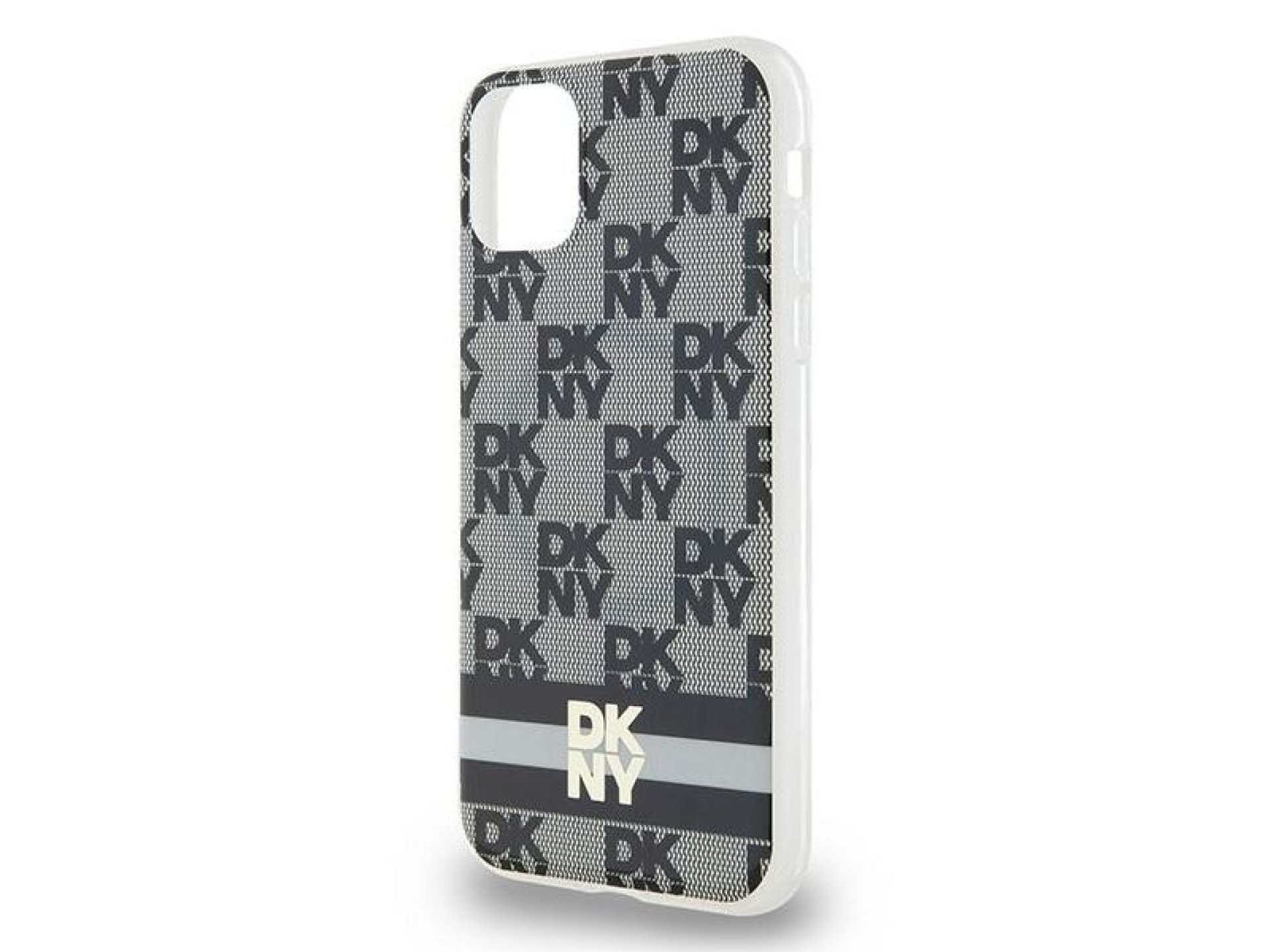 DKNY IML Checkered Mono Pattern & Printed Stripes MagSafe Case for iPhone 11 / Xr - Black